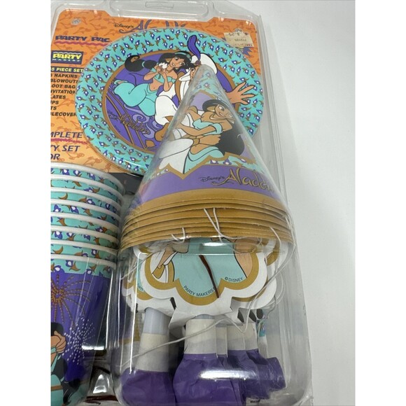 Vintage Party Pac 65 pieces Disney's Aladdin Birthday Set for 8 Invitations Hats - Picture 5 of 9